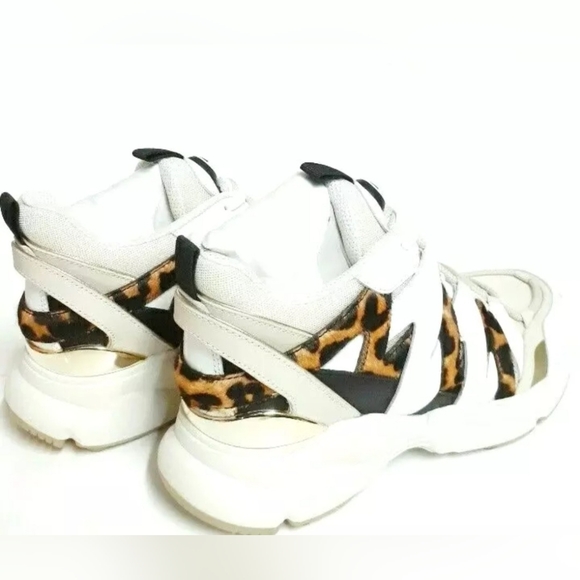 Michael Kors Women's Mixed Media Trainer Sneaker Size 9.5M Ecru Leopard NIB - Picture 7 of 12